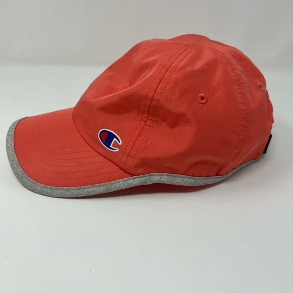 Champion Women’s Adjustable Hat Coral Pink White C Embroidered Logo Baseball Hat - Picture 11 of 11